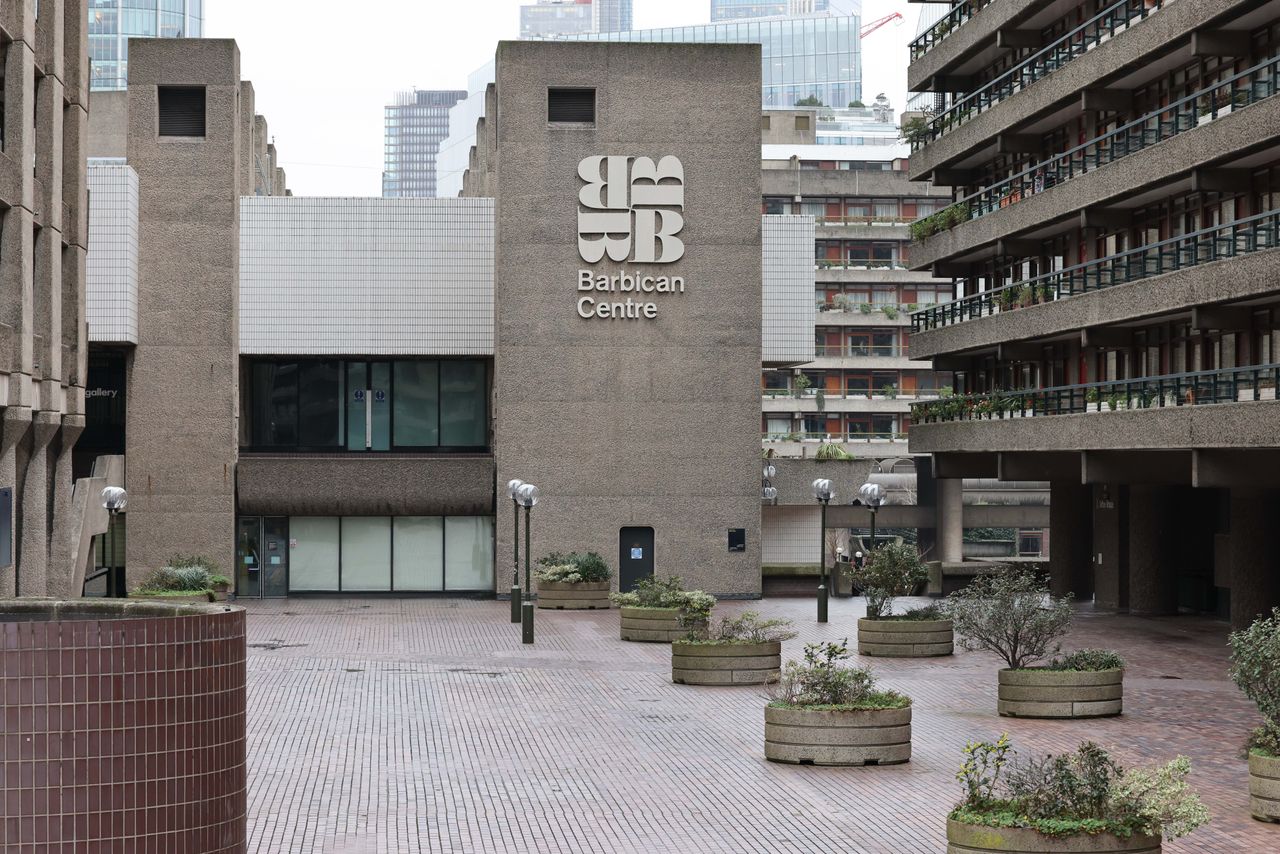 Outside the Barbican Centre in London