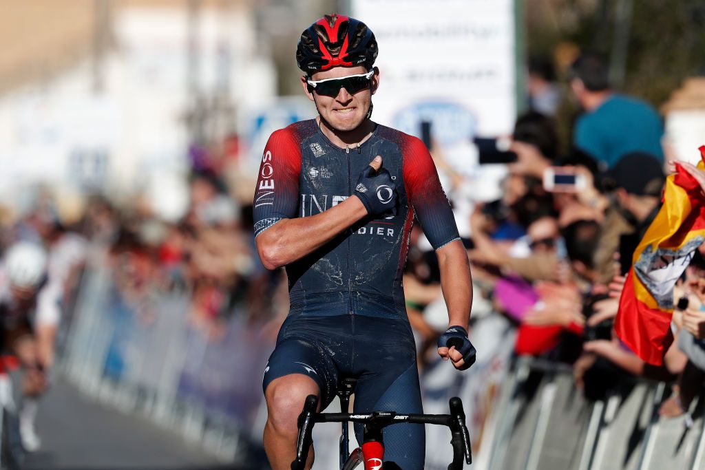 OTURA SPAIN FEBRUARY 18 Magnus Sheffield of United States and Team INEOS Grenadiers celebrates winning during the 68th Vuelta A Andalucia Ruta Del Sol 2022 Stage 3 a 1532km stage from Lucena to Otura 68RdS on February 18 2022 in Otura Spain Photo by Bas CzerwinskiGetty Images