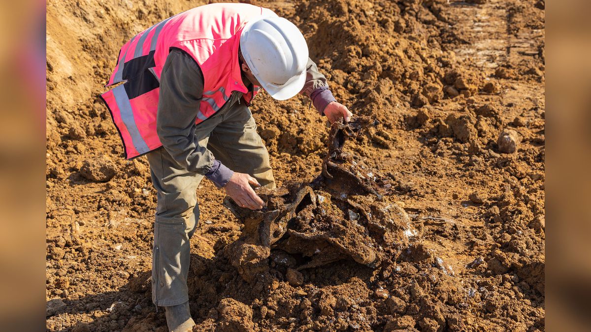 Colin Welch &ndash; seen here with a piece of metal debris from the rocket &ndash; and his brother Sean Welch have now excavated six major V2 impact site and dozens of impact sites of V1 flying bombs in southeast England.