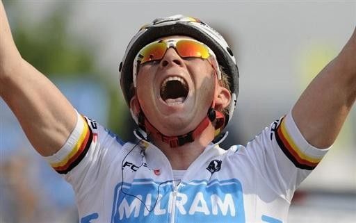 German Champion Fabian Wegmann (Milram) wins on home soil at the Eschborn-Frankfurt City Loop.