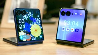 Galaxy Z Flip 7 vs Razr Ultra (2025) in flip mode.