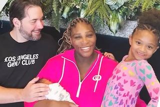 Serena Williams with her newborn baby