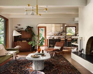 Joanna Gaines' Mid-Century Lake House Living Room