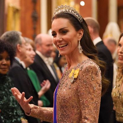 The Princess of Wales attends a state banquet at Buckingham Palace