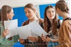 When is GCSE results day? Teenage girls collecting their GCSE results