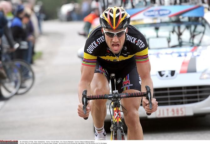 A disappointed Tom Boonen finishes second after chasing since the Kapelmuur