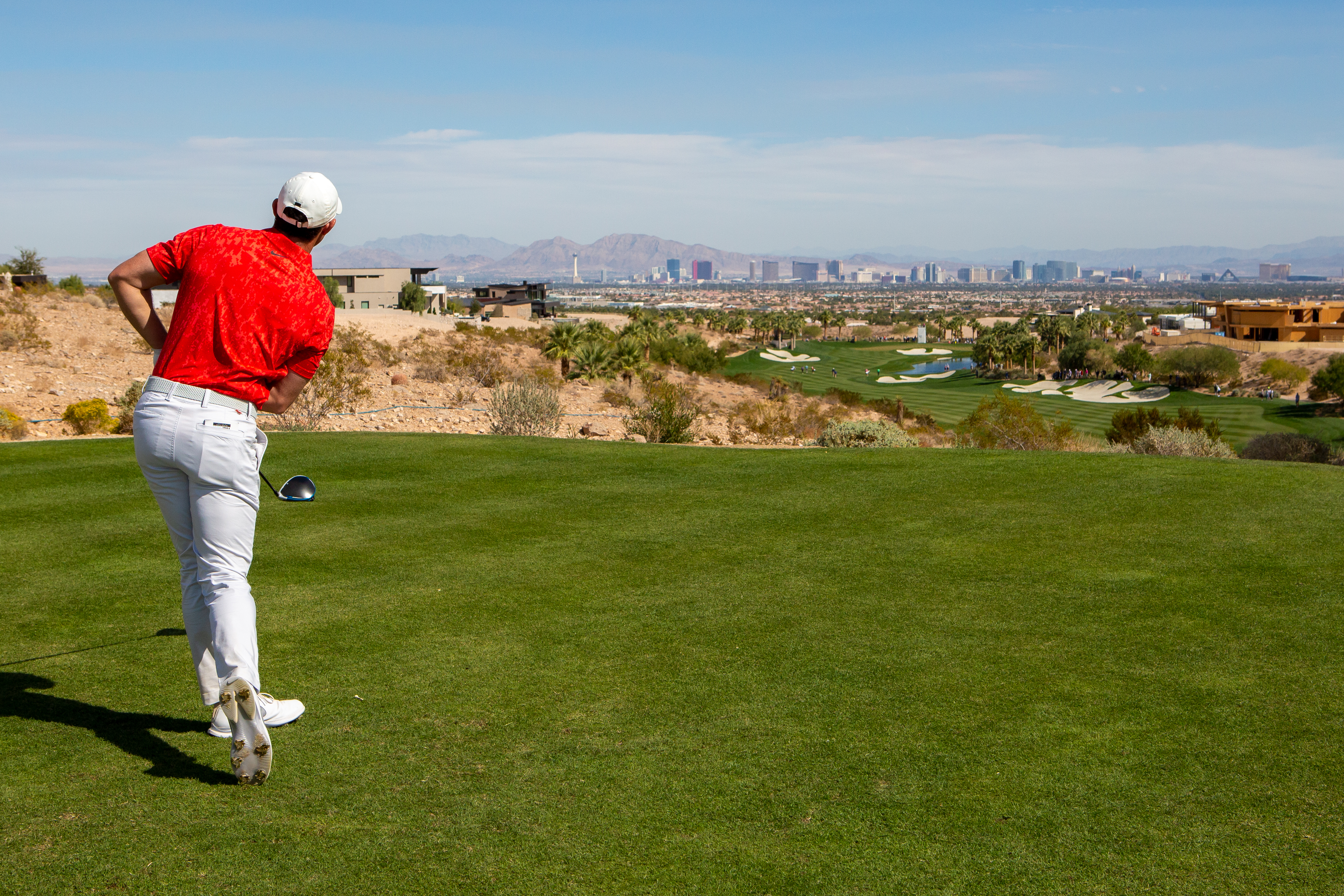 Rory McIlroy looks after a drive at The Summit Golf Club in Las Vegas during the CJ Cup in 2021