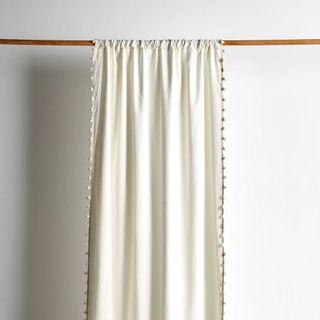 white pom pom curtains