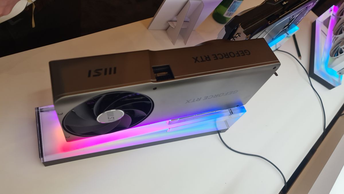MSI RTX 4080 Super 16G Expert card on display at CES 2024.