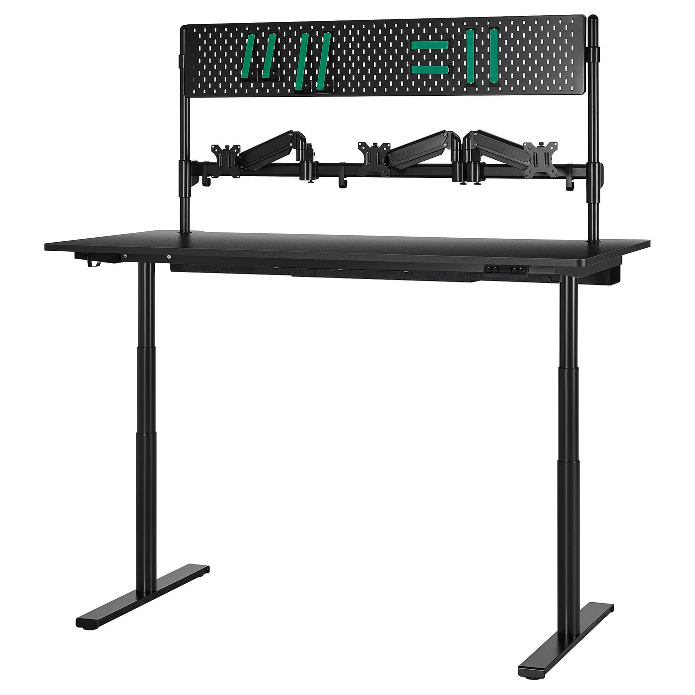 MÅlomrÅde Gaming Desk Sit/stand - With Monitor Arms/electric Black 180x80 Cm