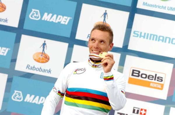 Gilbert enjoys his moment on the podium
