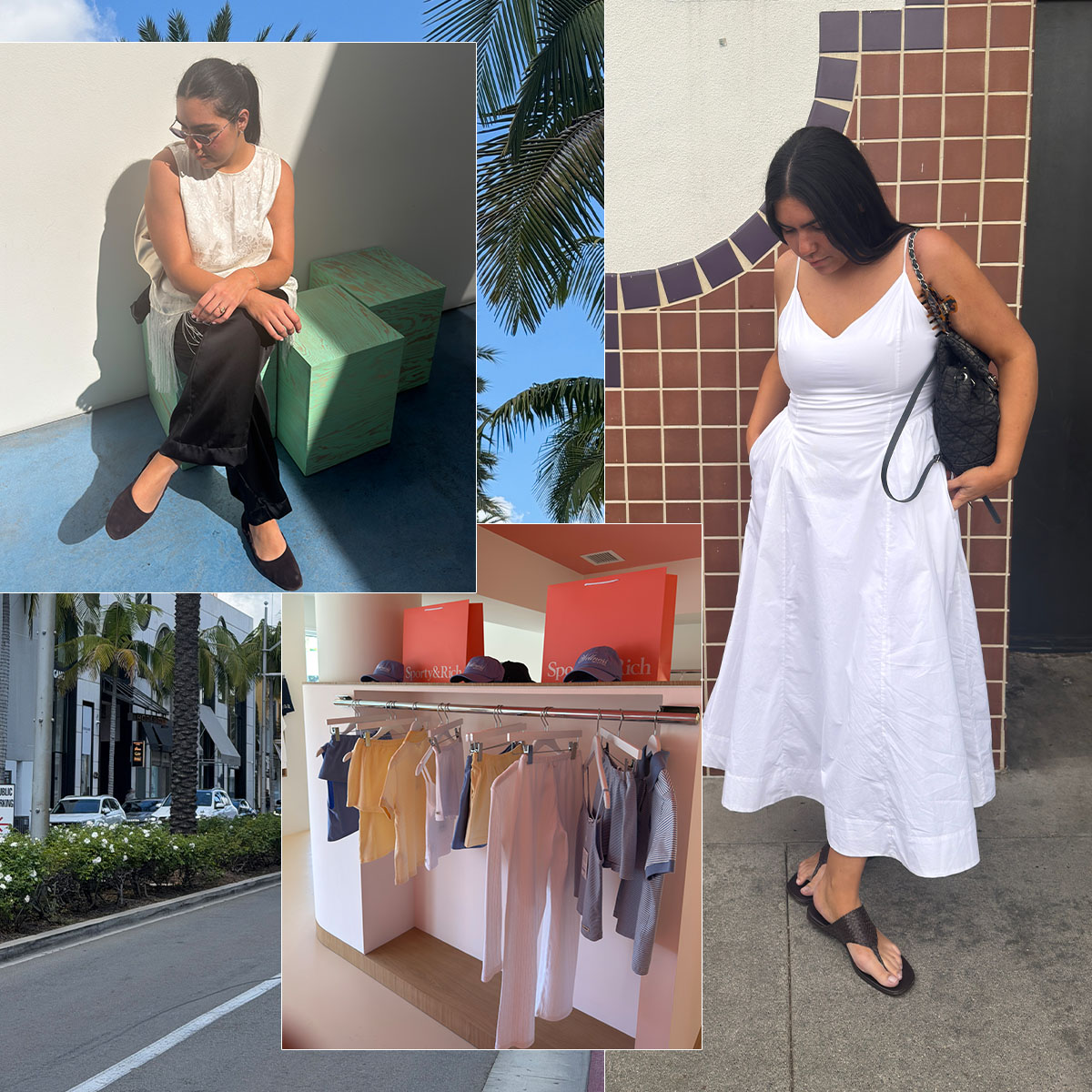 Photos of Who What Wear editor Ana Escalante visiting different stores, coffee shops, and neighborhoods in Los Angeles.