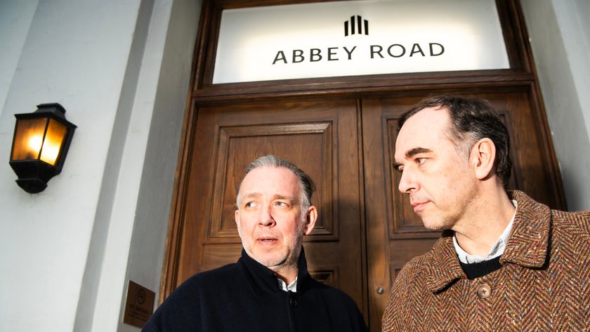 2manydjs, aka Soulwax outside the Abbey Road entrance