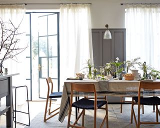 dining room with large windows