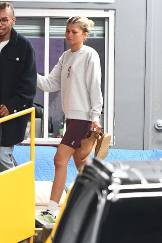 Zendaya was spotted leaving Spring Studios in New York after wrapping up a photoshoot for On, looking casual as she made her way through the city on Oct 15