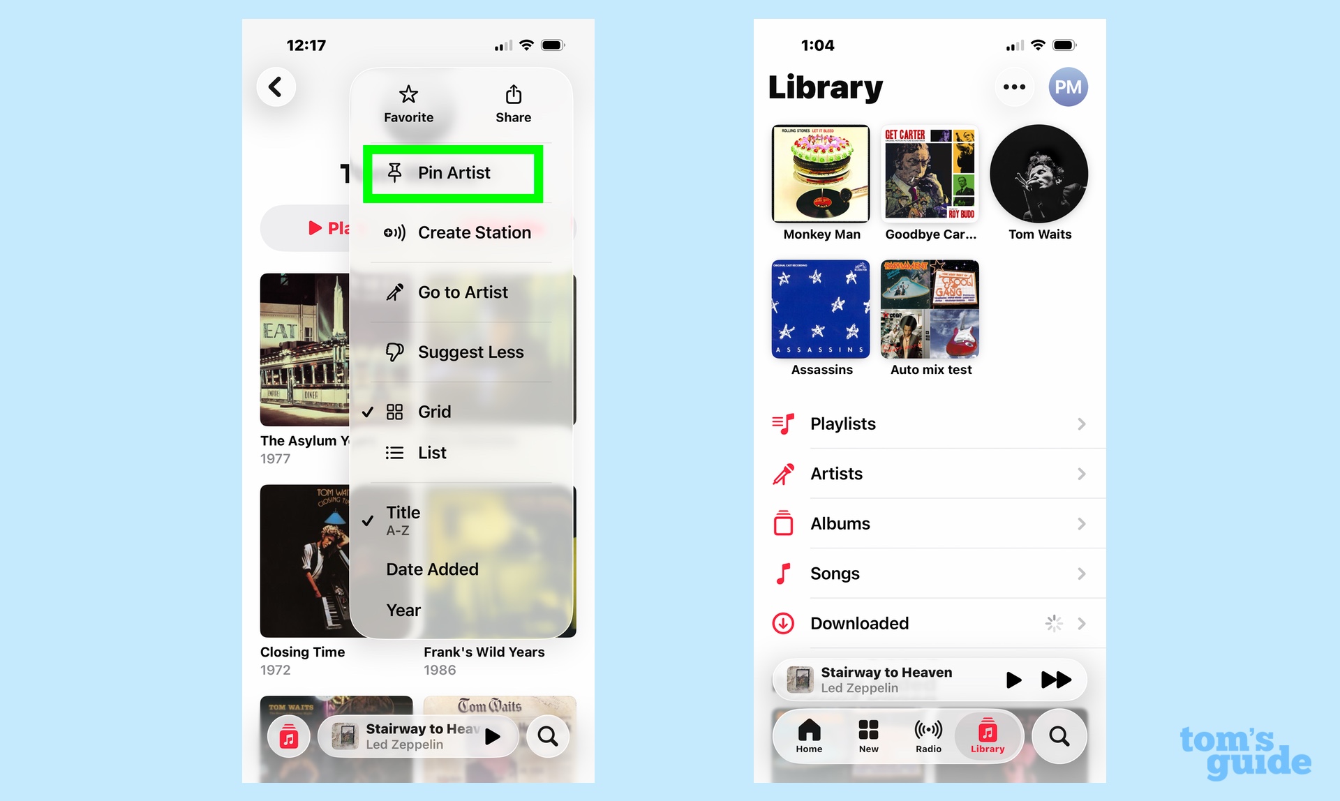 Pinned music in iOS 26 Music app