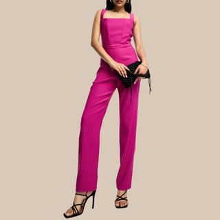 flat lay image of pink jumpsuit