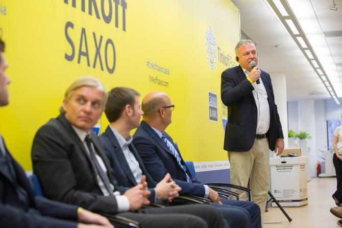 Tinkoff-Saxo jersey presentation in Moscow.