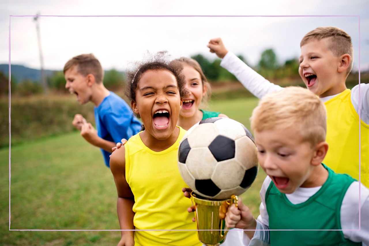 children playing football 