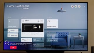 LG BX OLED TV's Home Dashboard view