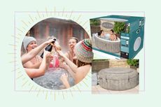 Lay-Z-Spa Madrid Hot Tub Black Friday deal - a collage of images of the inflatable hot tub