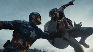 Marvel 1943: Rise of Hydra screenshot of Captain America facing off against Black Panther