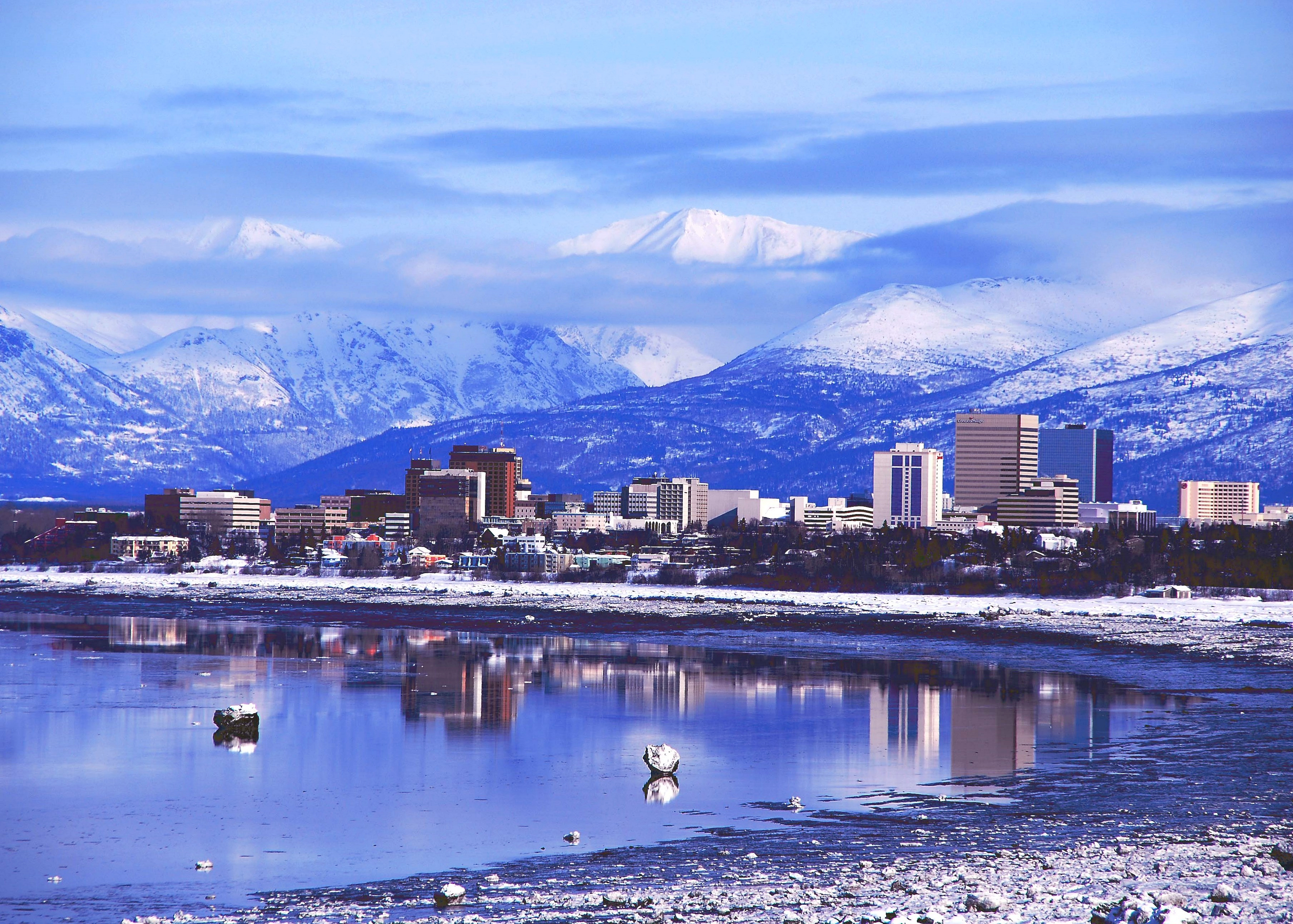 A panoramic view of downtown Anchorage, Alaska.