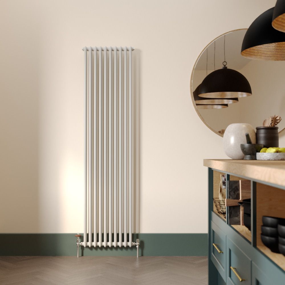 Milano Windsor - White Traditional Vertical Double Column Radiator - Choice of Size and Feet