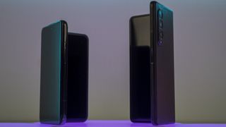 A mockup of the Pixel Fold vs Galaxy Z Fold 4 using the Z Fold 3 and OPPO Find N