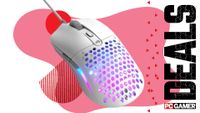 Glorious Model O Eternal gaming mouse on a pink deals background