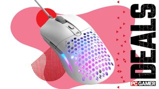 Glorious Model O Eternal gaming mouse on a pink deals background