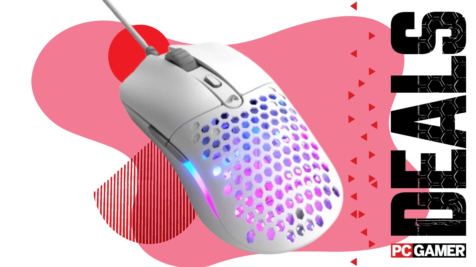 Glorious Model O Eternal gaming mouse on a pink deals background