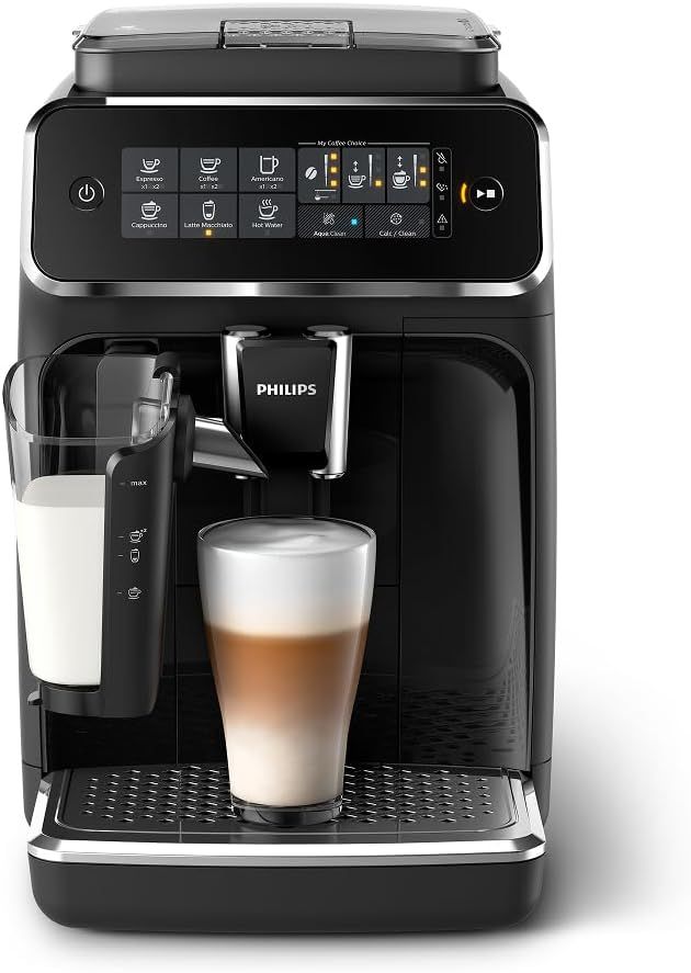 Philips 3200 Series Fully Automatic Espresso Machine, Lattego Milk Frother, 5 Coffee Varieties, Intuitive Touch Display, 100% Ceramic Grinder, Aquaclean Filter, My Coffee Choice, Black (ep3241/54)