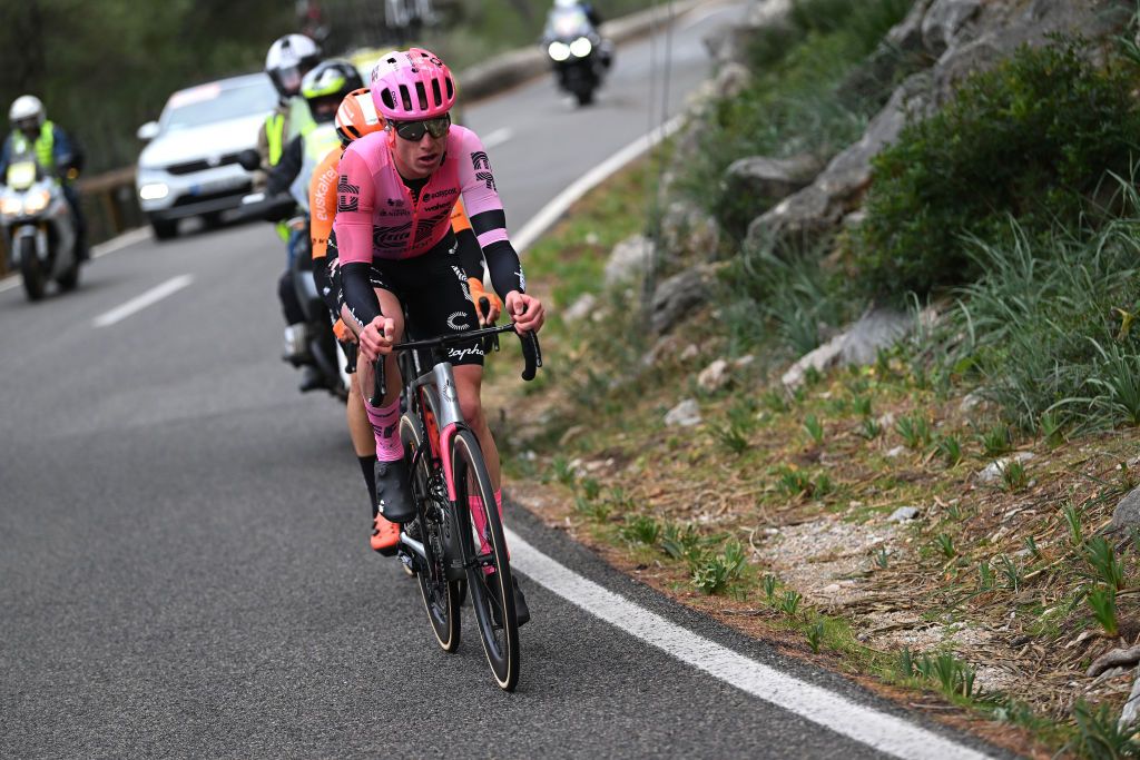 ALCUDIA SPAIN JANUARY 26 Julius Van den Berg of The Netherlands and Team EFEasyPost competes in the breakaway during the 32nd Challenge Ciclista Mallorca 2023 Trofeo Ses Salines Alcdia a 1586km one day race from Ses Salines to Por DAlcdia ChallengeMallorca on January 26 2023 in Alcudia Spain Photo by Dario BelingheriGetty Images