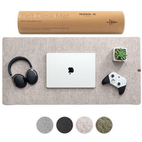 Stone Oat Beige Felt Desk Mat