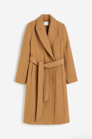 Wool-Blend Tie-Belt Coat