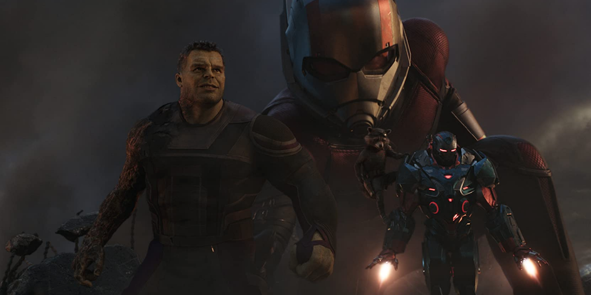 Hulk, Ant-Man, Rocket, and War Machine in Endgame