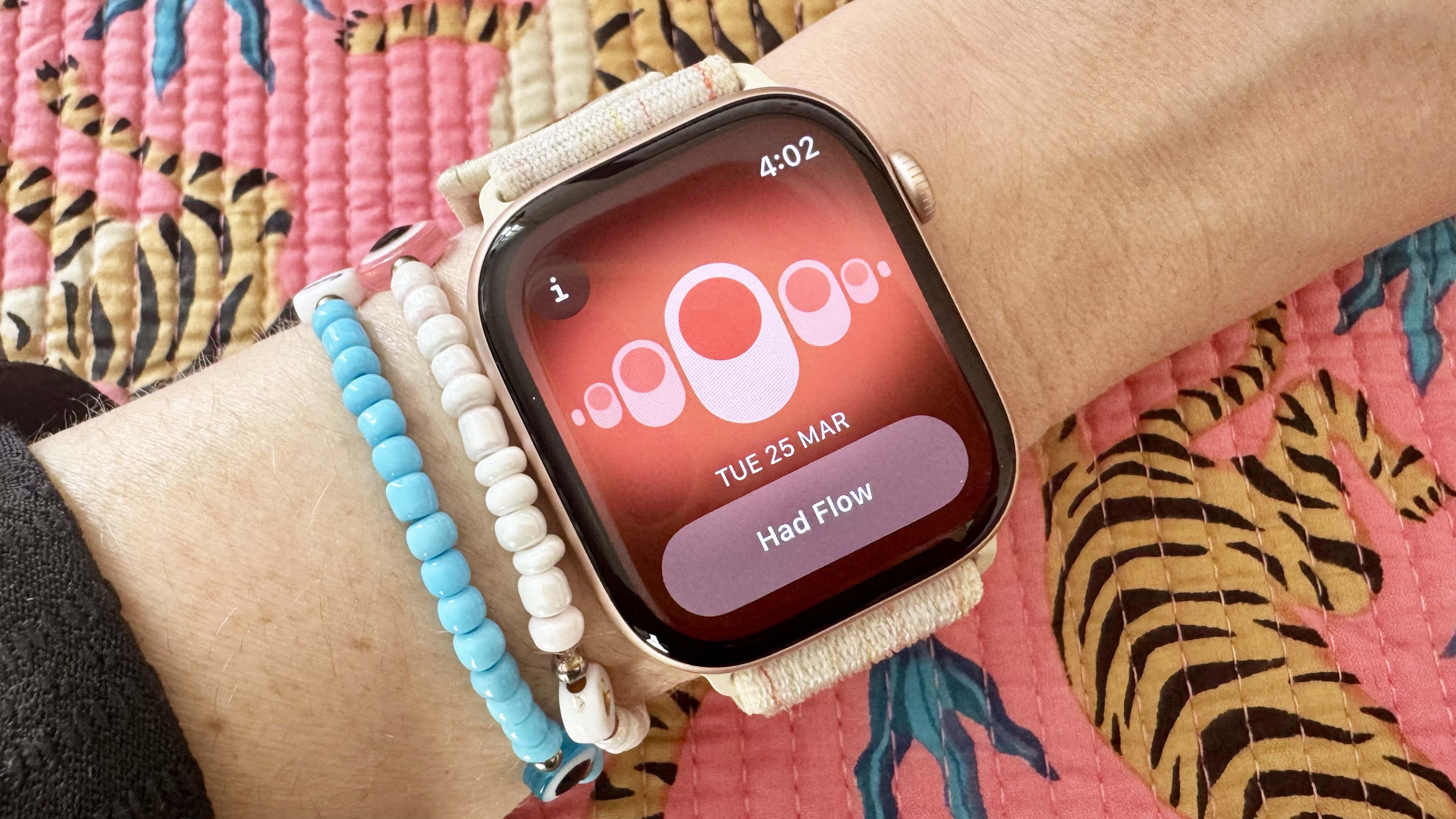 Apple Watch showing menstrual tracking