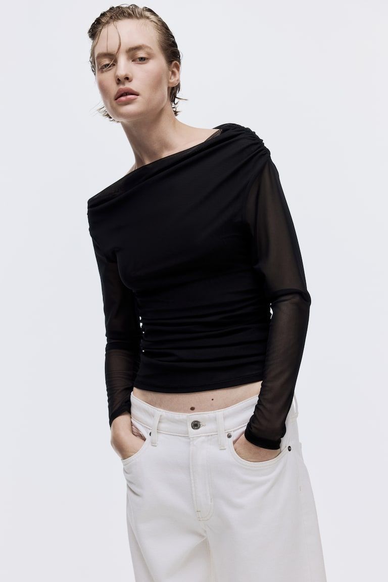 One-Shoulder Mesh Top