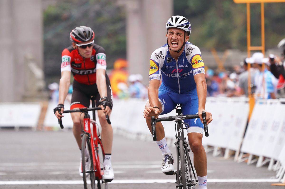 Julian Alaphilippe crosses in fourth