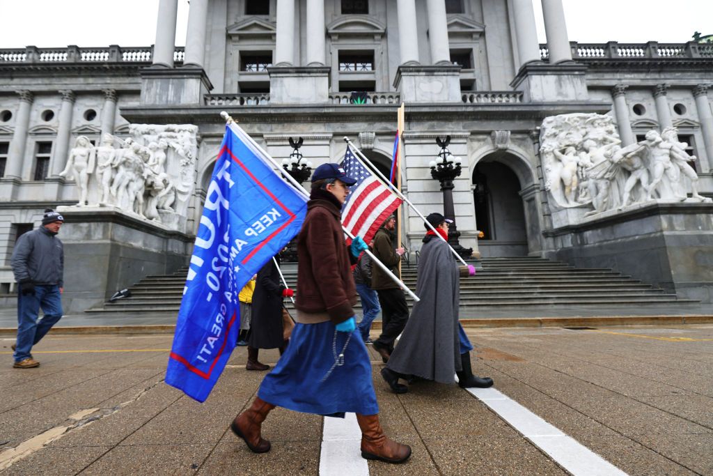 Republican protesters outside Pennsylvania&amp;#039;s statehouse.