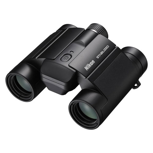 Nikon S 12x25 binoculars on a white background.