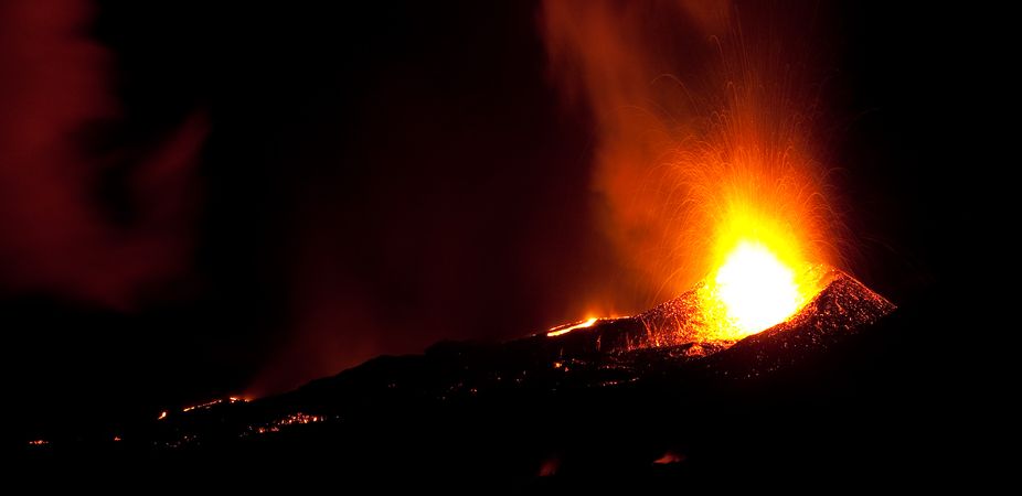 Volcano erupting