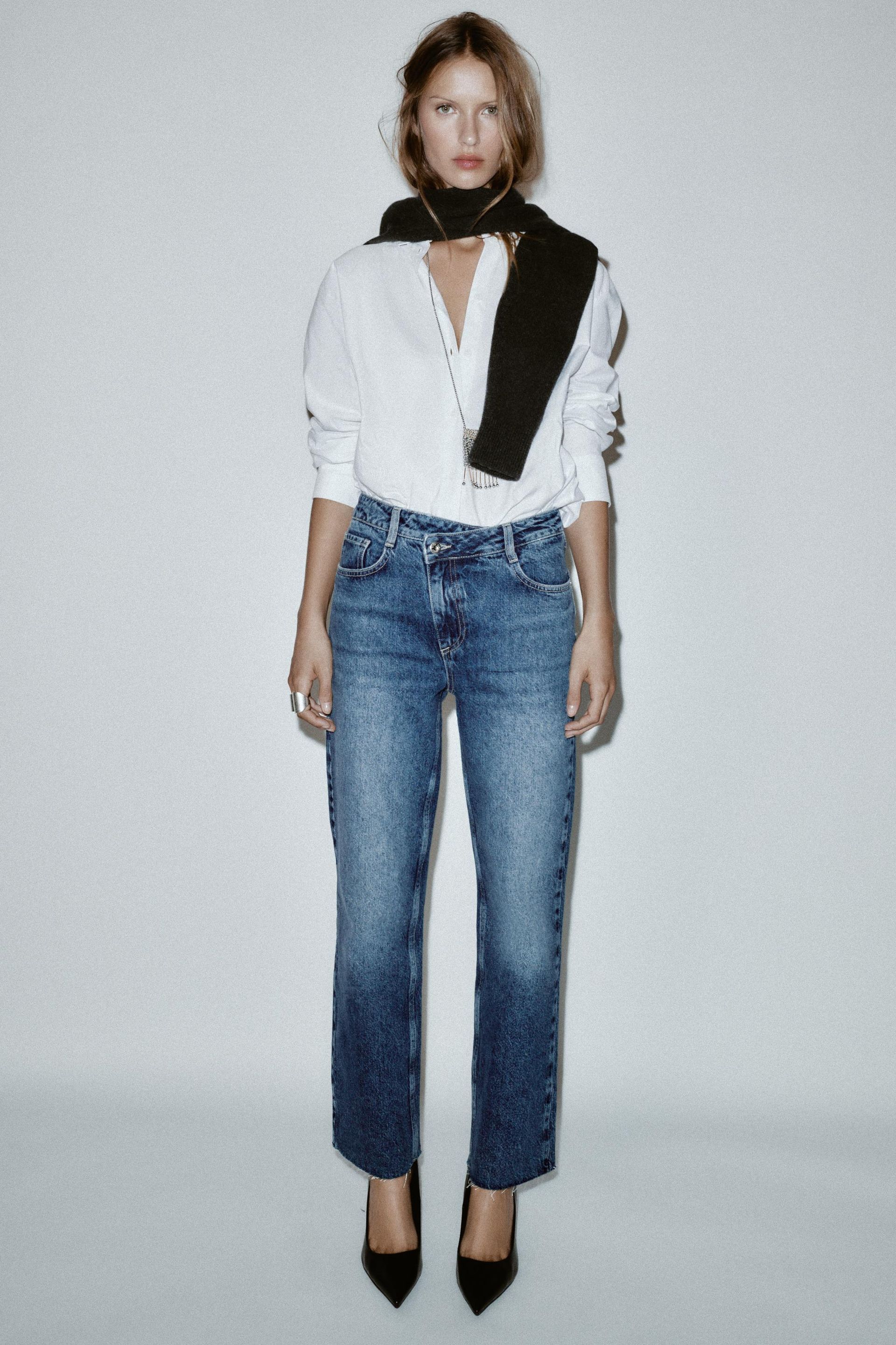 Z.09 Straight High Waist Crossed Waist Jeans