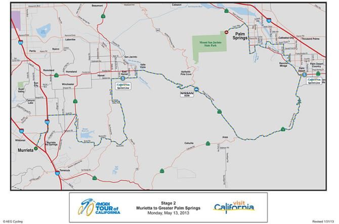 2013 Amgen Tour of California - Stage 2 map