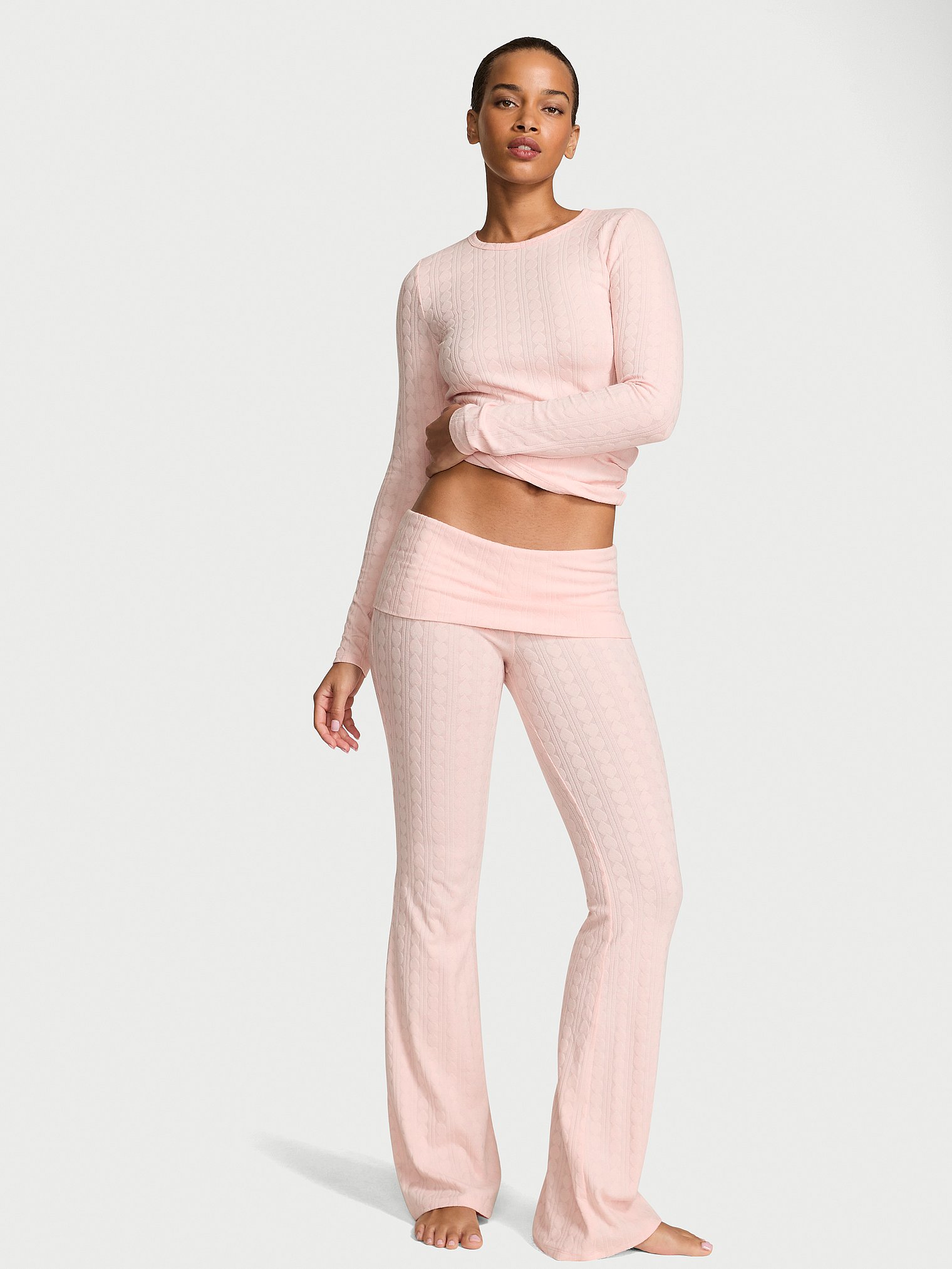 Victoria's Secret, Heart Pointelle Long-Sleeve Top &amp;amp; Pants Set
