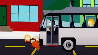 Kenny dying by bus on South Park.