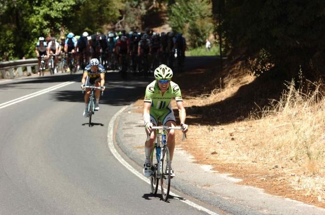Brian Vandborg (Cannondale) attacks from the main field
