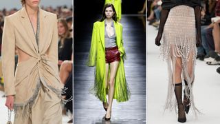 the fringe trend seen on Paco Rabanne, Gucci, Givenchy's runways
