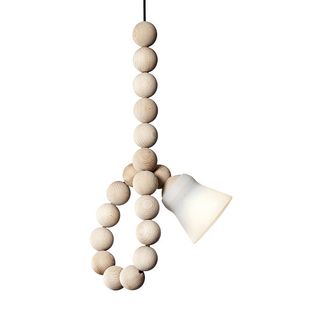 reading light with wooden pearls and cable
